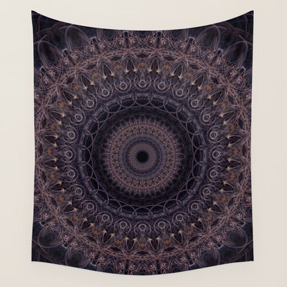 Mandala in cherry and plum tones Wall Tapestry Gallery Image 1