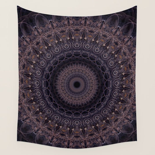 Mandala in cherry and plum tones Wall Tapestry Gallery Image 1