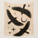 Black birds flying with the Moon Wall Tapestry Gallery Image 1