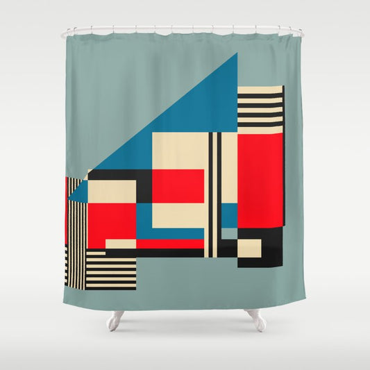 Piet Mondrian Inspired Modern Abstract Geometric Architecture Shower Curtain Gallery Image 1