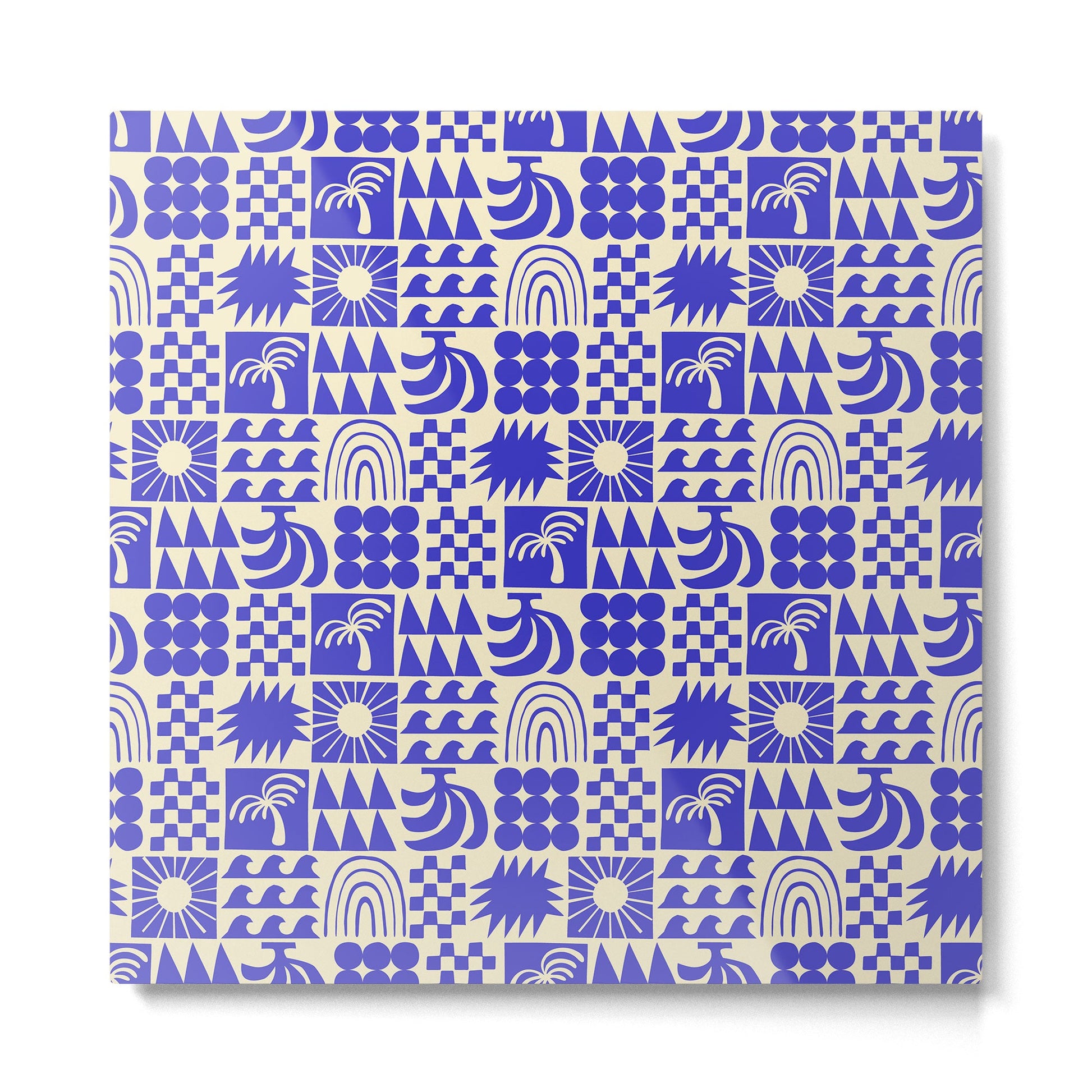 Abstract blue tropical mosaic art pattern Metal Print Gallery Image 2