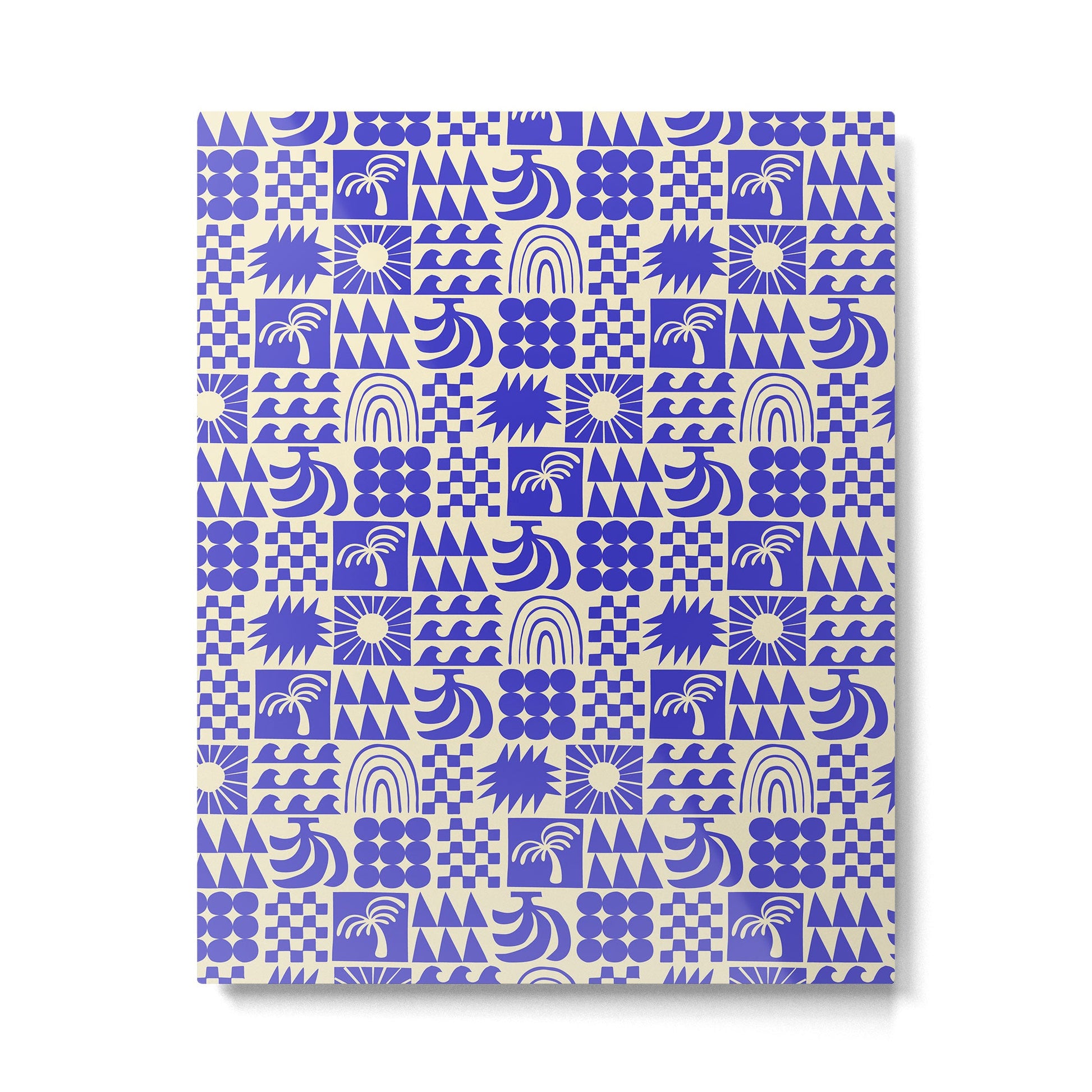 Abstract blue tropical mosaic art pattern Metal Print Gallery Image 3