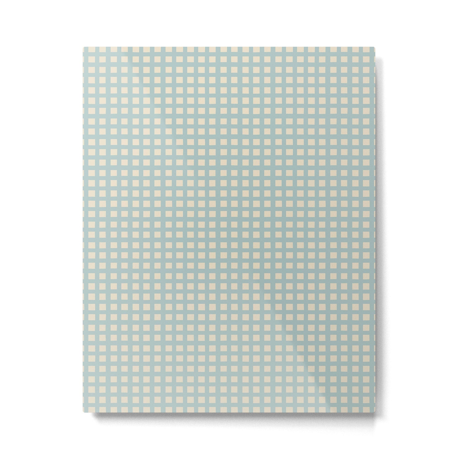 Blue geometric gingham grid art pattern Metal Print Gallery Image 3