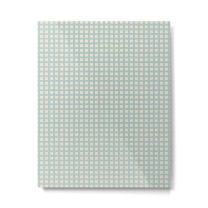 Blue geometric gingham grid art pattern Metal Print Gallery Image 1