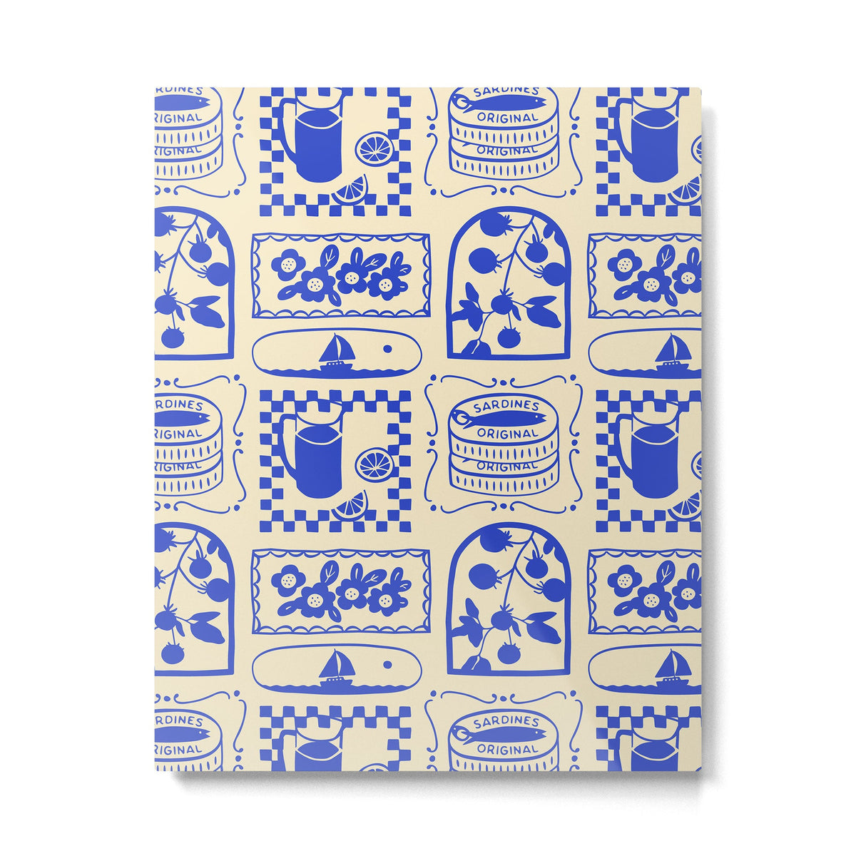 Blue summer vacation patchwork art pattern Metal Print Gallery Image 4
