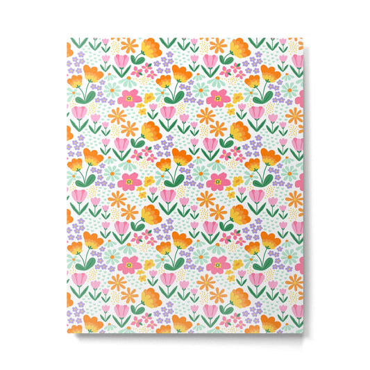 Colorful retro flower folk art pattern Metal Print Gallery Image 1