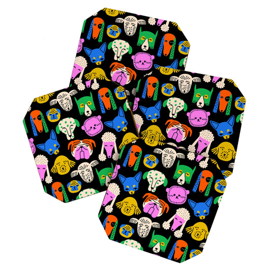 Funny colorful dog cartoon pattern Coaster Gallery Image 1