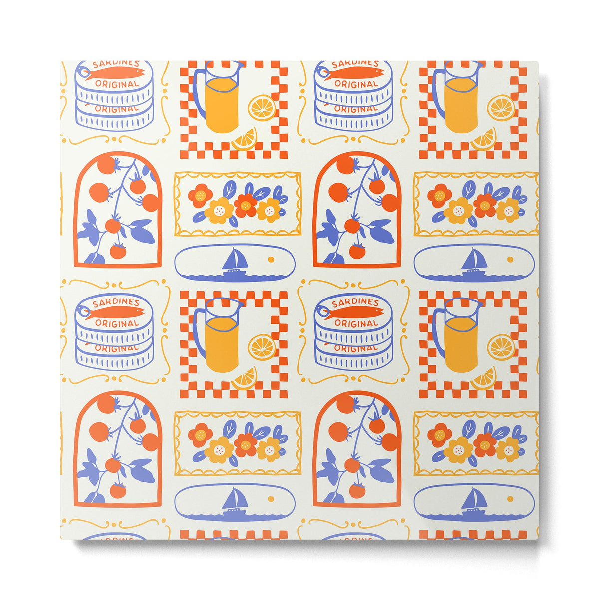 Summer vacation patchwork art pattern Metal Print Gallery Image 5