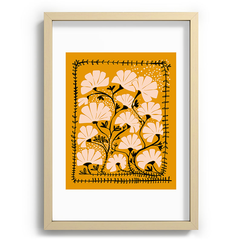 Ever blooming good vibes mustard yellow Framed Art Print Gallery Image 71