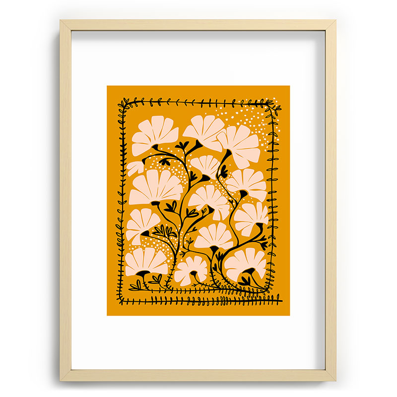 Ever blooming good vibes mustard yellow Framed Art Print Gallery Image 72
