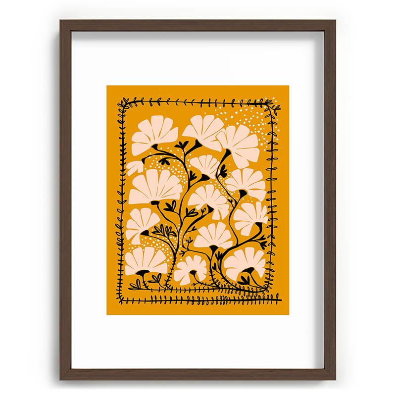 Ever blooming good vibes mustard yellow Framed Art Print Gallery Image 66