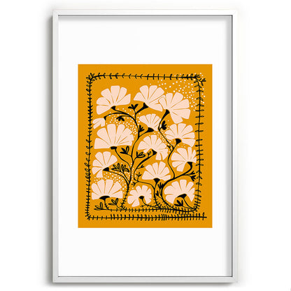 Ever blooming good vibes mustard yellow Framed Art Print Gallery Image 80