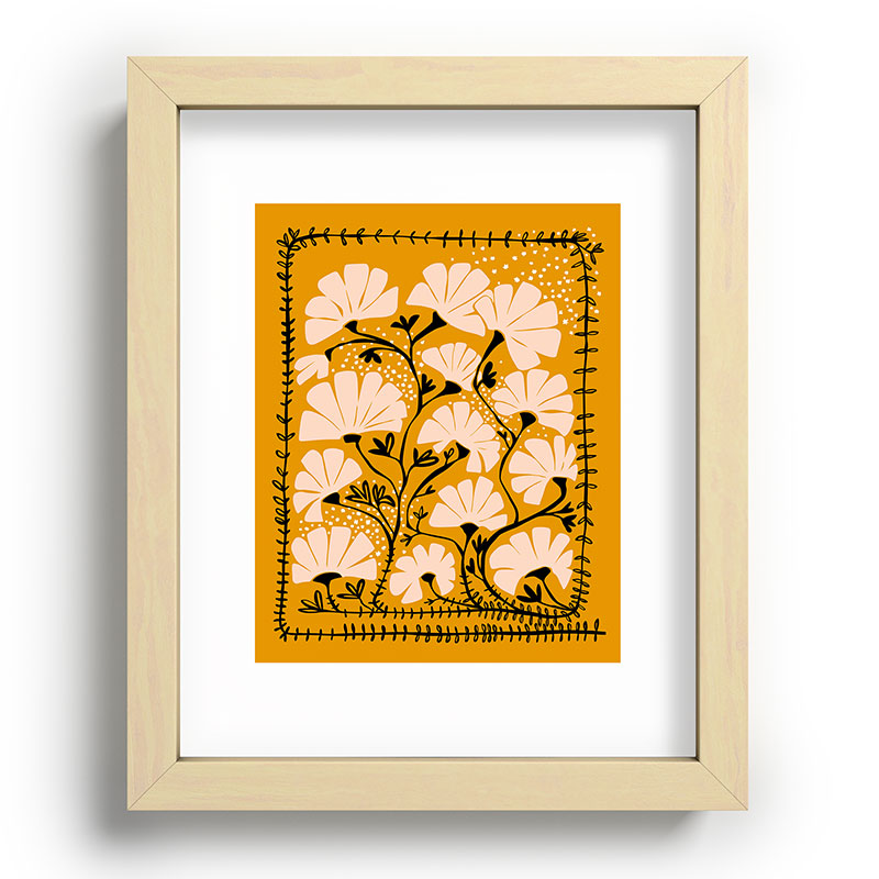 Ever blooming good vibes mustard yellow Framed Art Print Gallery Image 69