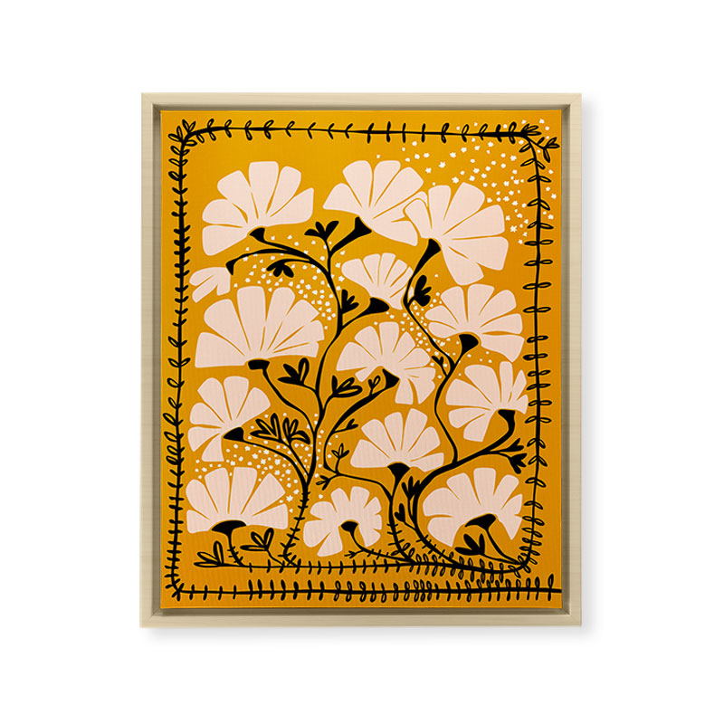 Ever blooming good vibes mustard yellow Framed Canvas Print Gallery Image 15