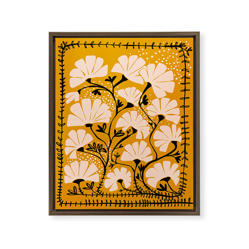 Ever blooming good vibes mustard yellow Framed Canvas Print Gallery Image 7