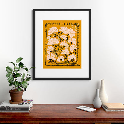Ever blooming good vibes mustard yellow Framed Art Print Gallery Image 35