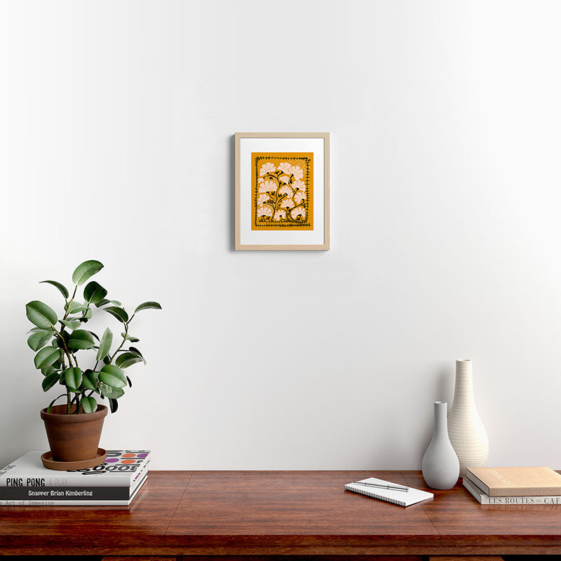 Ever blooming good vibes mustard yellow Framed Art Print Gallery Image 16