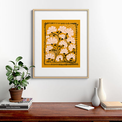 Ever blooming good vibes mustard yellow Framed Art Print Gallery Image 21