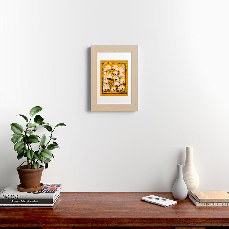 Ever blooming good vibes mustard yellow Framed Art Print Gallery Image 45