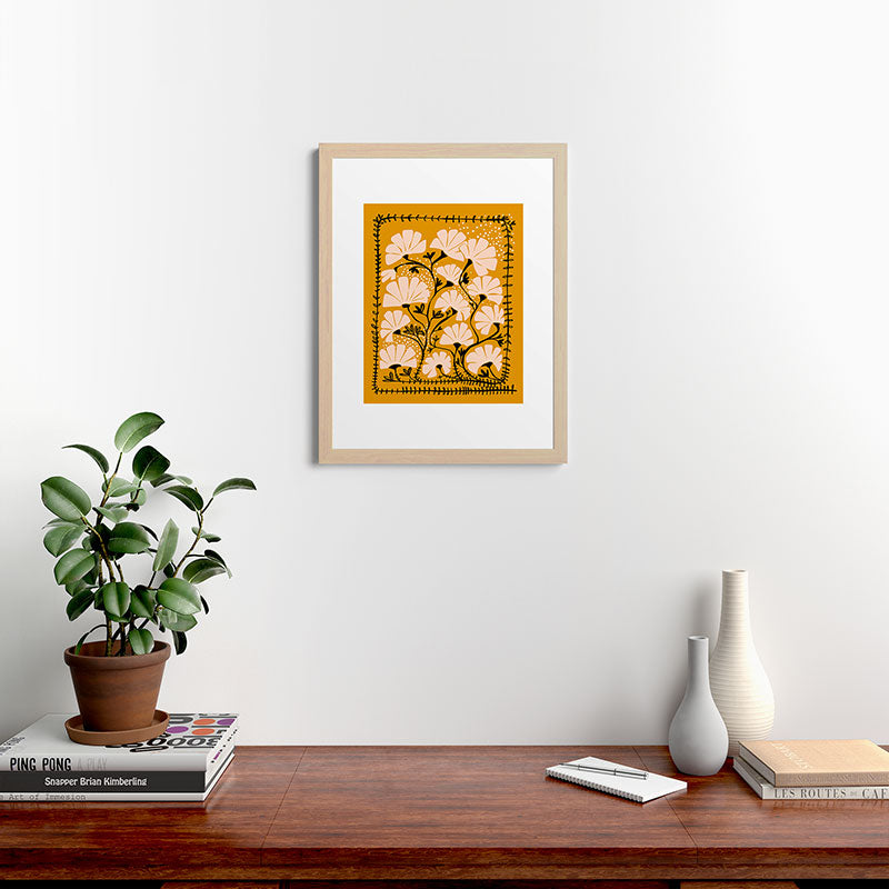 Ever blooming good vibes mustard yellow Framed Art Print Gallery Image 47