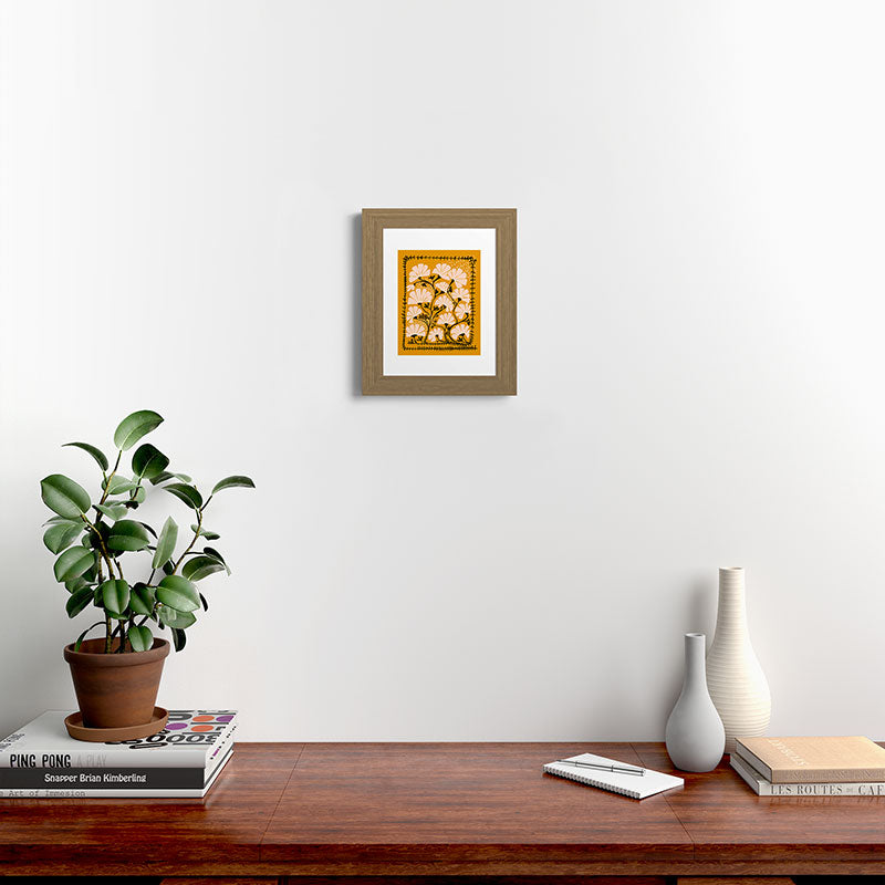 Ever blooming good vibes mustard yellow Framed Art Print Gallery Image 37