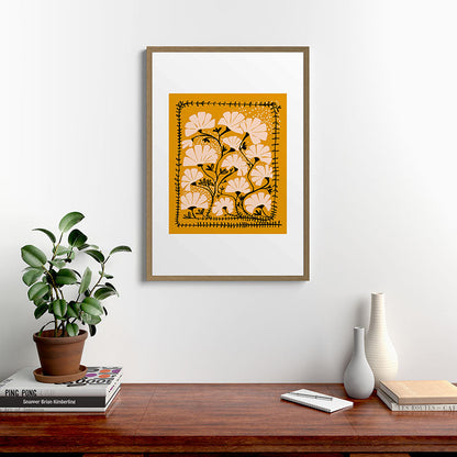 Ever blooming good vibes mustard yellow Framed Art Print Gallery Image 13