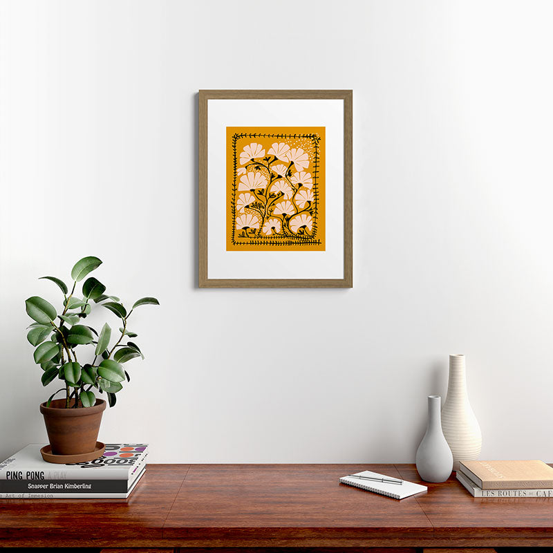 Ever blooming good vibes mustard yellow Framed Art Print Gallery Image 40