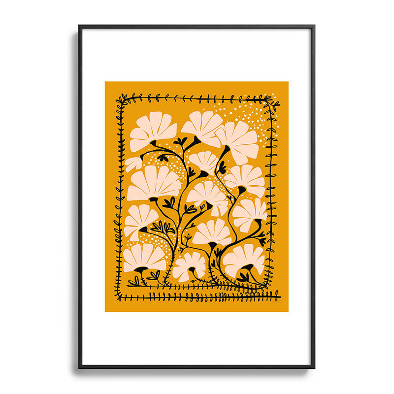 Ever blooming good vibes mustard yellow Framed Art Print Gallery Image 83