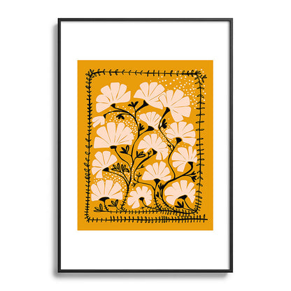 Ever blooming good vibes mustard yellow Framed Art Print Gallery Image 83