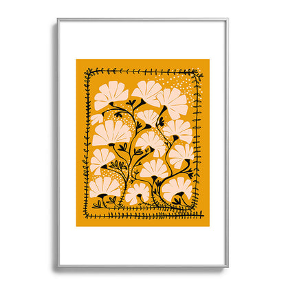 Ever blooming good vibes mustard yellow Framed Art Print Gallery Image 97