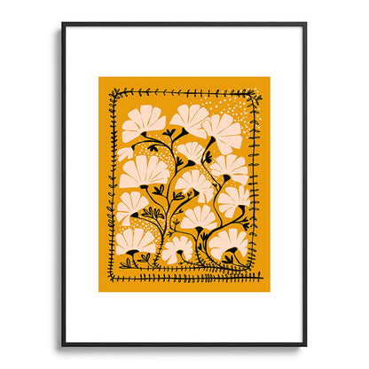 Ever blooming good vibes mustard yellow Framed Art Print Gallery Image 85