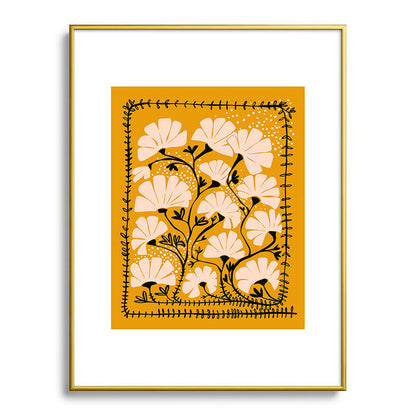 Ever blooming good vibes mustard yellow Framed Art Print Gallery Image 92