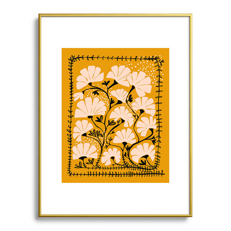 Ever blooming good vibes mustard yellow Framed Art Print Gallery Image 91
