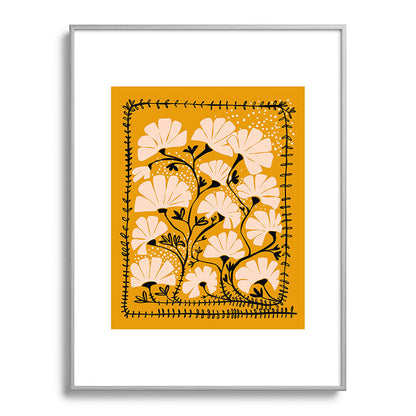 Ever blooming good vibes mustard yellow Framed Art Print Gallery Image 99