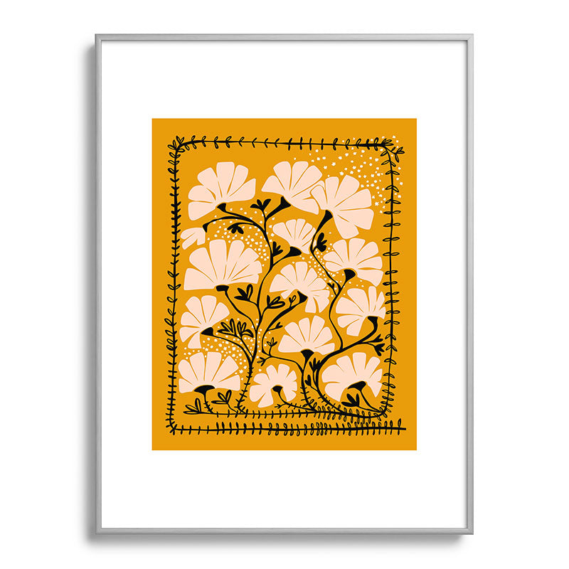 Ever blooming good vibes mustard yellow Framed Art Print Gallery Image 98