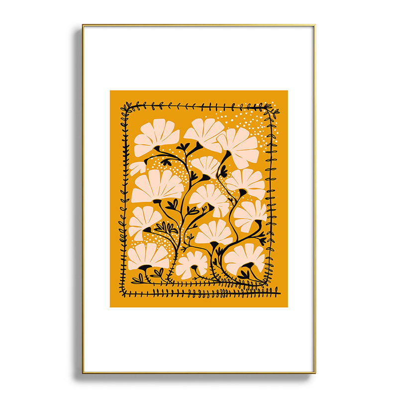 Ever blooming good vibes mustard yellow Framed Art Print Gallery Image 93