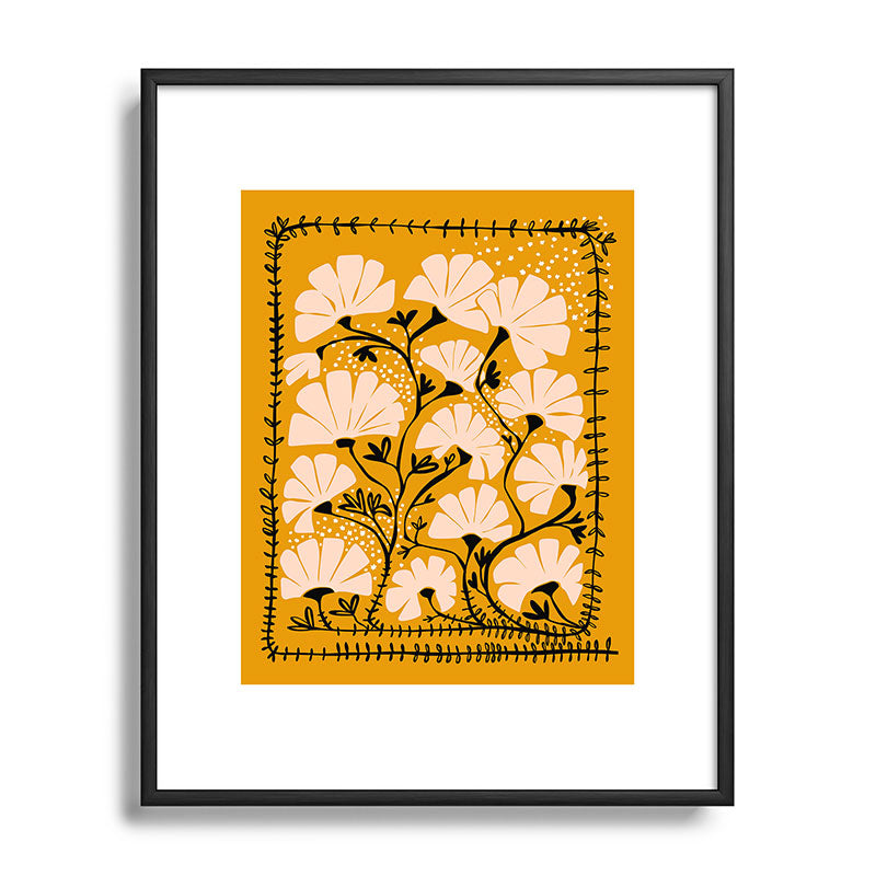 Ever blooming good vibes mustard yellow Framed Art Print Gallery Image 82