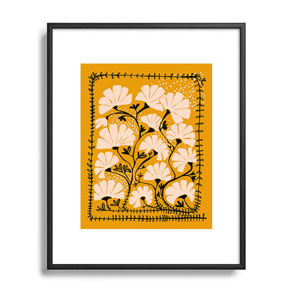 Ever blooming good vibes mustard yellow Framed Art Print Gallery Image 82