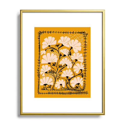 Ever blooming good vibes mustard yellow Framed Art Print Gallery Image 89