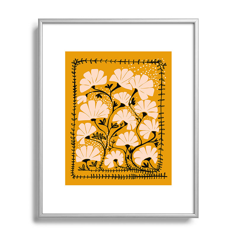 Ever blooming good vibes mustard yellow Framed Art Print Gallery Image 96