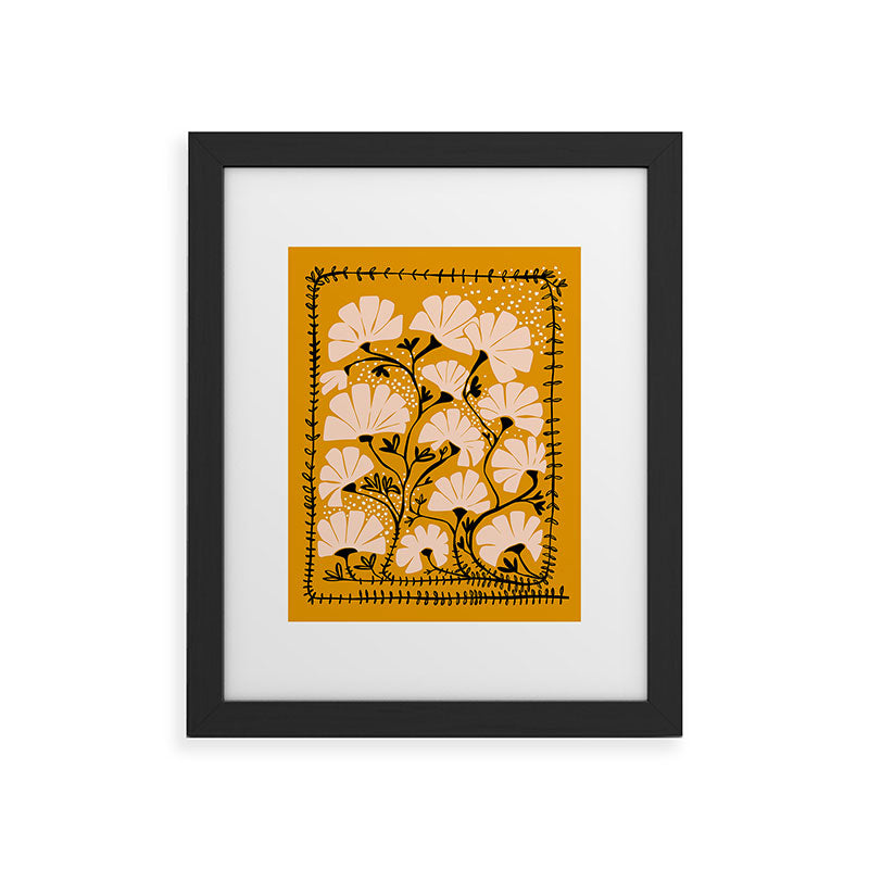 Ever blooming good vibes mustard yellow Framed Art Print Gallery Image 34