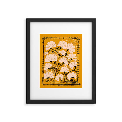 Ever blooming good vibes mustard yellow Framed Art Print Gallery Image 4