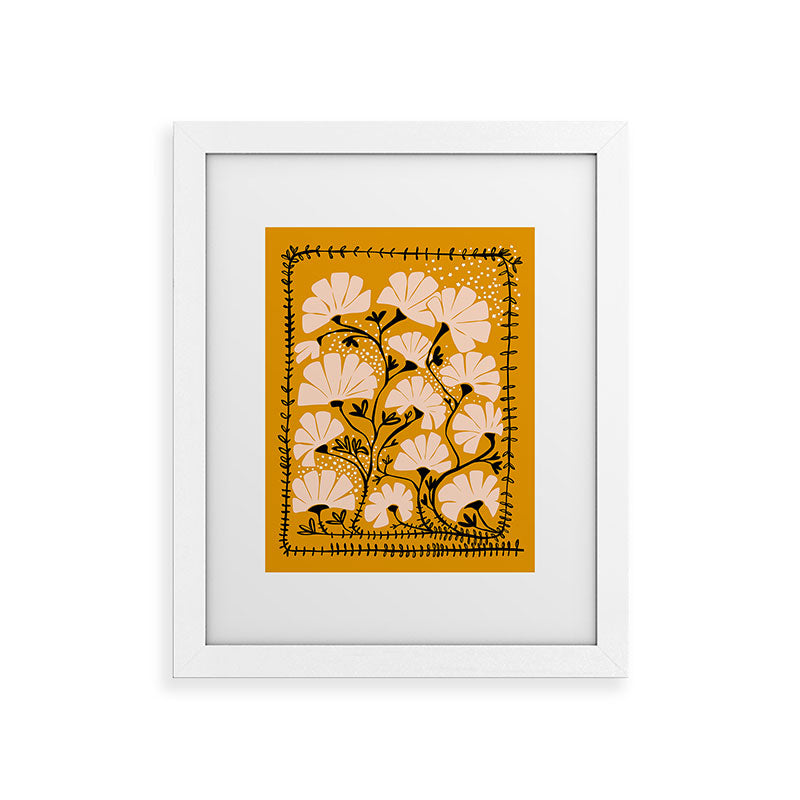 Ever blooming good vibes mustard yellow Framed Art Print Gallery Image 53