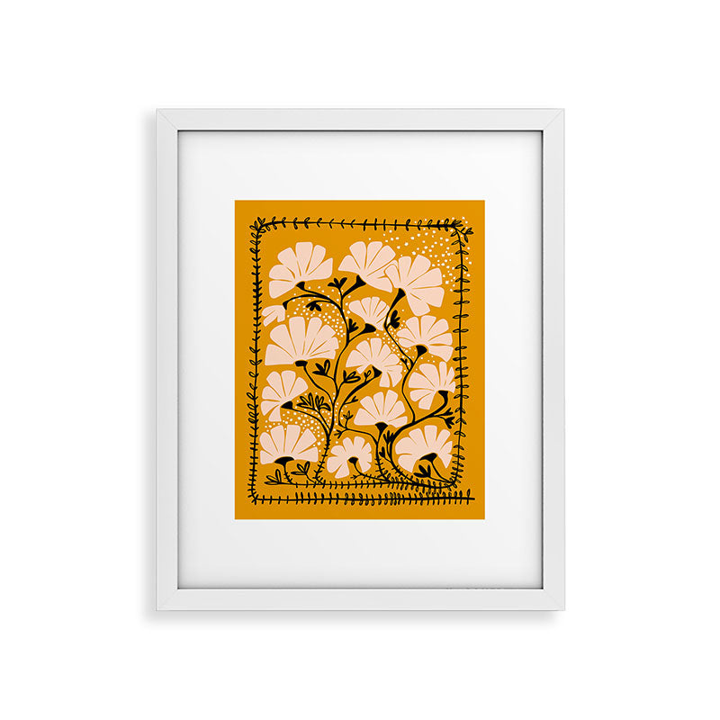 Ever blooming good vibes mustard yellow Framed Art Print Gallery Image 26