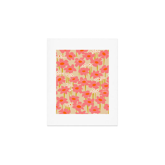 Relax in your summer meadow - floral shapes pattern Art Print Gallery Image 1