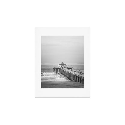 Manhattan beach Pier Black and White Photography Art Print Gallery Image 3