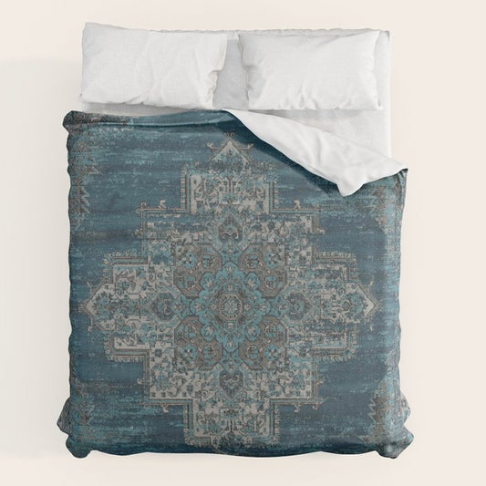 blue oriental vintage rug Duvet Cover Gallery Image 2