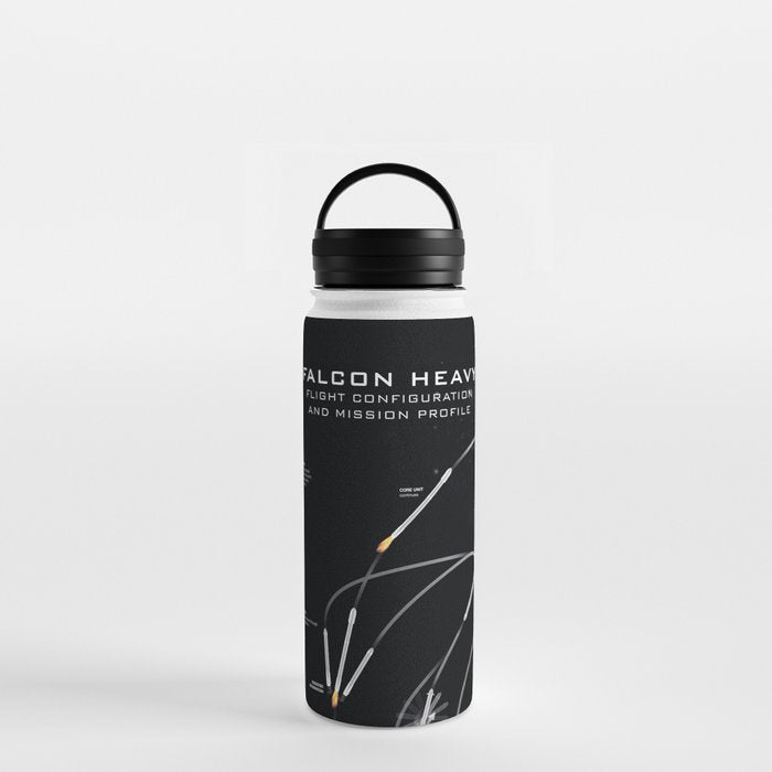 SpaceX Falcon Heavy Spacecraft NASA Rocket Blueprint in High Resolution (all black) Water Bottle Gallery Image 3