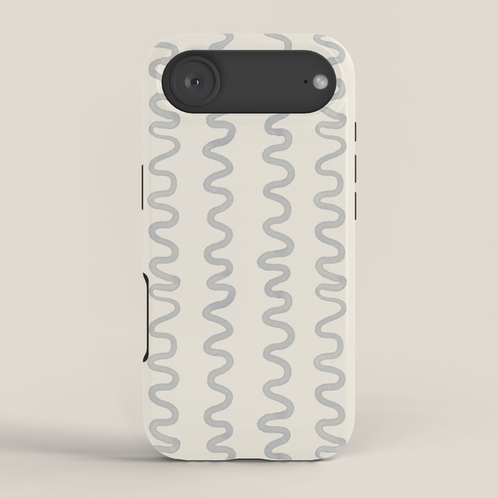 Watercolor Squiggly Lines - Blue Cream iPhone Case Gallery Image 2