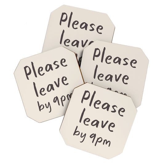 Please Leave By 9pm, Funny Hallway Print Coaster Gallery Image 1